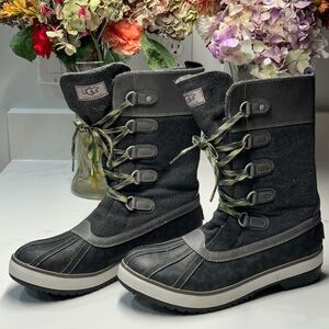 UGG Baroness Mid Waterproof Charcoal Lace-Up Winter Duck Snow Boots